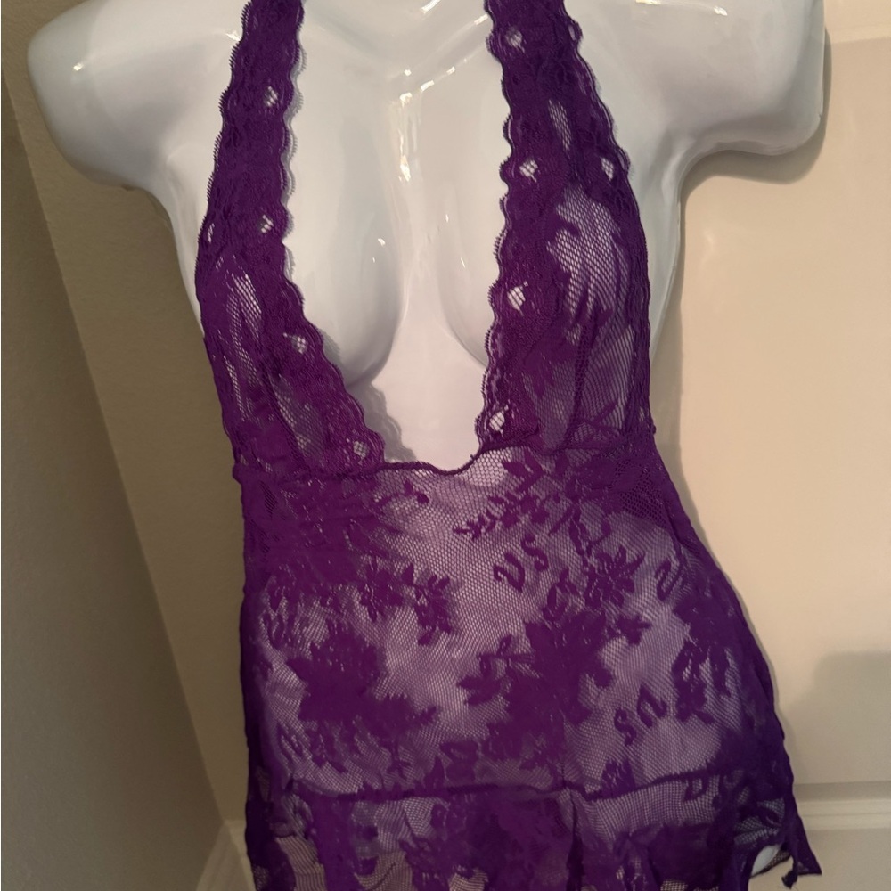 Victoria's Secret Purple Lace Nightie with Floral Detailing